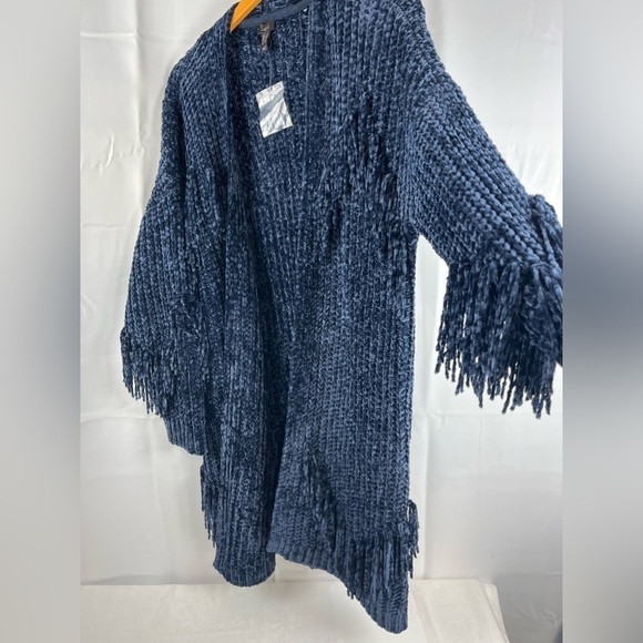 GILI Womens Open Duster Long  Cardigan Sweater Knit Fringe Soft Size L New - Picture 4 of 13